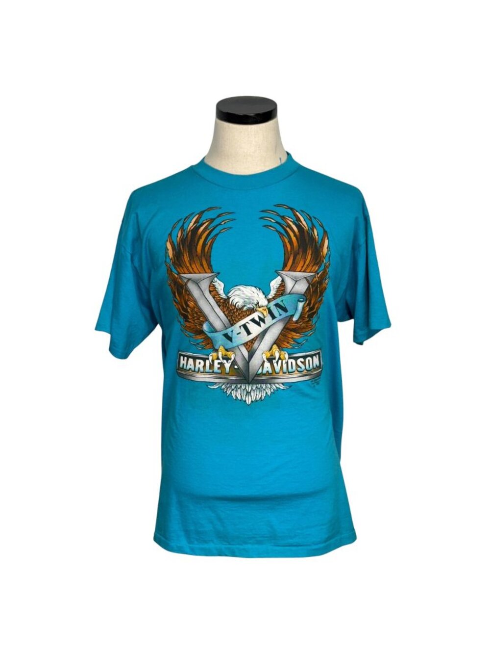 Vintage 90s Harley Davidson XL T-Shirt Single Stitch 3D Emblem Blue